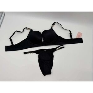 Victoria's Secret Classic Black Lingerie Set - Bra 36B & Panty Large NWT